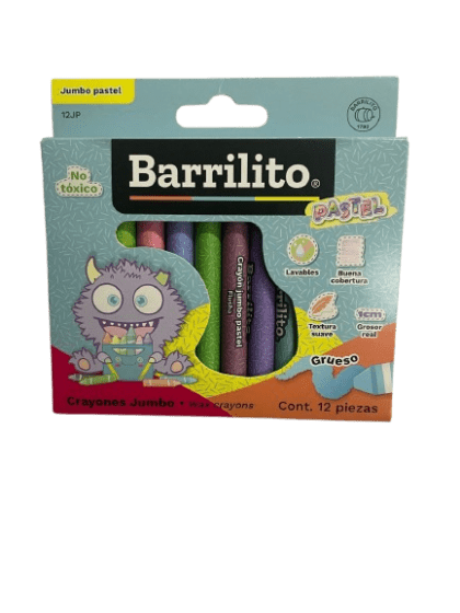 CRAYONES BARRILITO JUMBO PASTEL CON 12 PZS