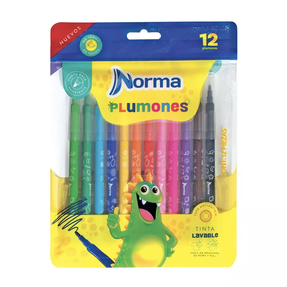 PLUMONES LAVABLES NORMA BALA CON 12