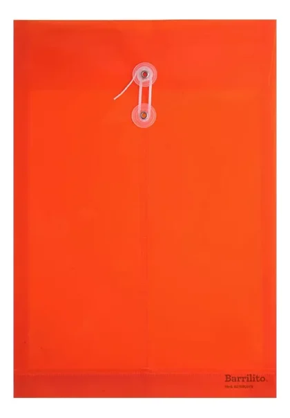 SOBRE BOLSA PLASTICO BARRILITO CON HILO TAMAÑO OFICIO NARANJA