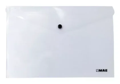 SOBRE BOLSA PLASTICO MAE CON BROCHE HORIZONTAL TAMAÑO CARTA TRANSPARENTE