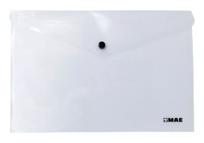 SOBRE BOLSA PLASTICO MAE CON BROCHE HORIZONTAL TAMAÑO CARTA TRANSPARENTE