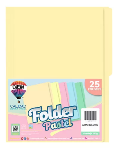 FOLDER DIEM 1/2 CEJA CARTA AMARILLO PASTEL