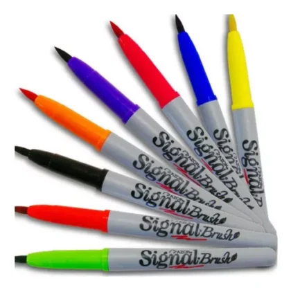 MARCADOR PERMANENTE AZOR SIGNAL BRUSH PUNTA TIPO PINCEL CON 8 COLORES