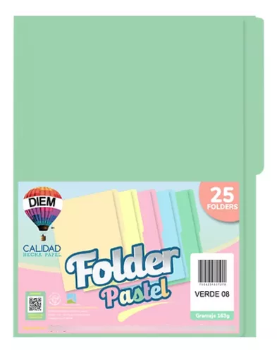 FOLDER DIEM 1/2 CEJA OFICIO VERDE PASTEL