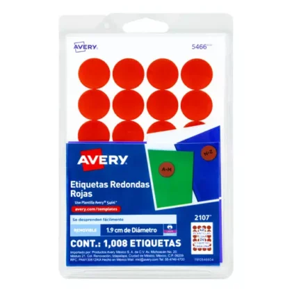 ETIQUETAS CIRCULARES AVERY 2107 1.9CM ROJO