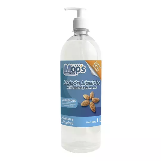 JABÓN PARA MANOS SUPER MOPS ANTIBACTERIAL SUPER MOPS AROMA ALMENDRAS 1 LT