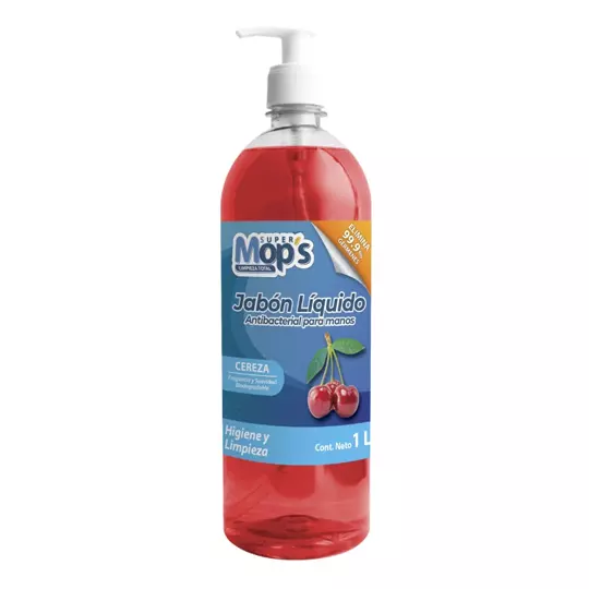 JABÓN PARA MANOS SUPER MOPS ANTIBACTERIAL SUPER MOPS AROMA CEREZA 1 LT