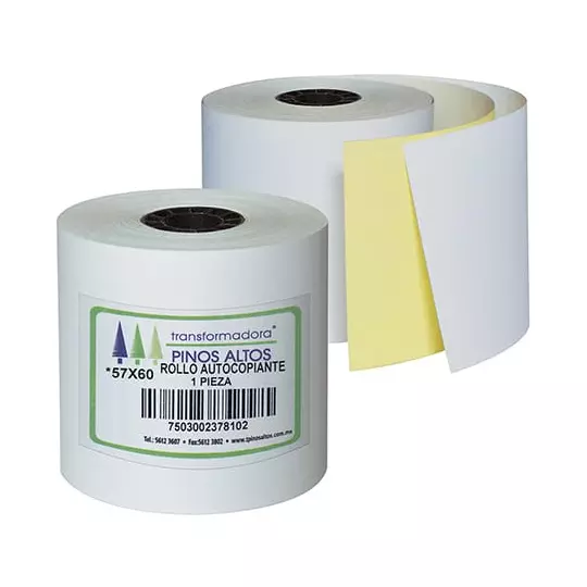 ROLLO DE PAPEL CON AUTOCOPIA PINOS ALTOS RTA5760 DE 57X60MM