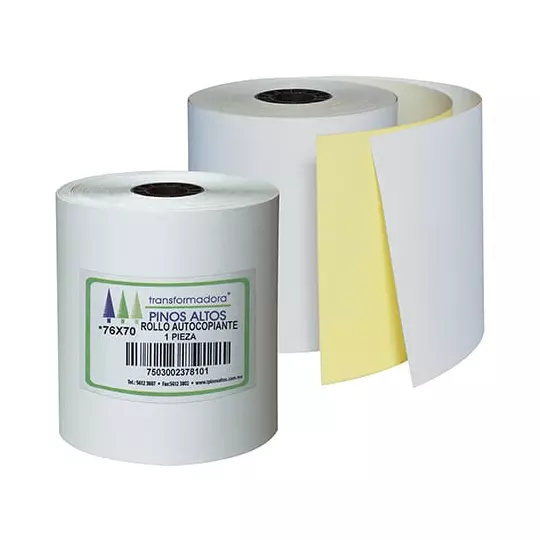 ROLLO DE PAPEL CON AUTOCOPIA PINOS ALTOS RTA5760 DE 76MMX70M