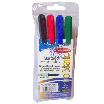 MARCADOR PERMANENTE PARA ACETATO AZOR RETROMARK CON 4