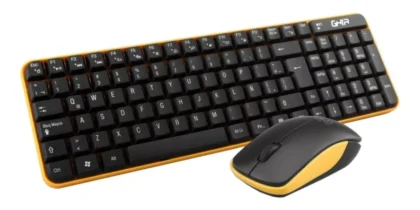 KIT TECLADO Y MOUSE INALÁMBRICO GHIA GT4000NA NEGRO Y AMARILLO