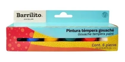 PINTURA TEMPERA BARRILITO CON 6 PIEZAS 15MG