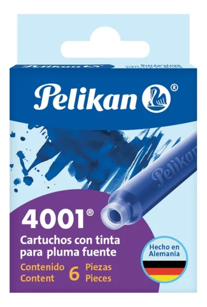 CARTUCHOS PARA PLUMA FUENT PELIKAN AZUL 6PZS