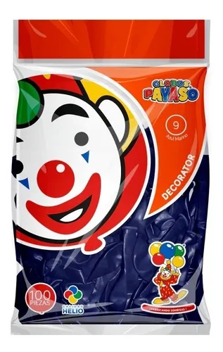 GLOBOS NO.9 PAYASO COLOR AZUL REY 100PZ