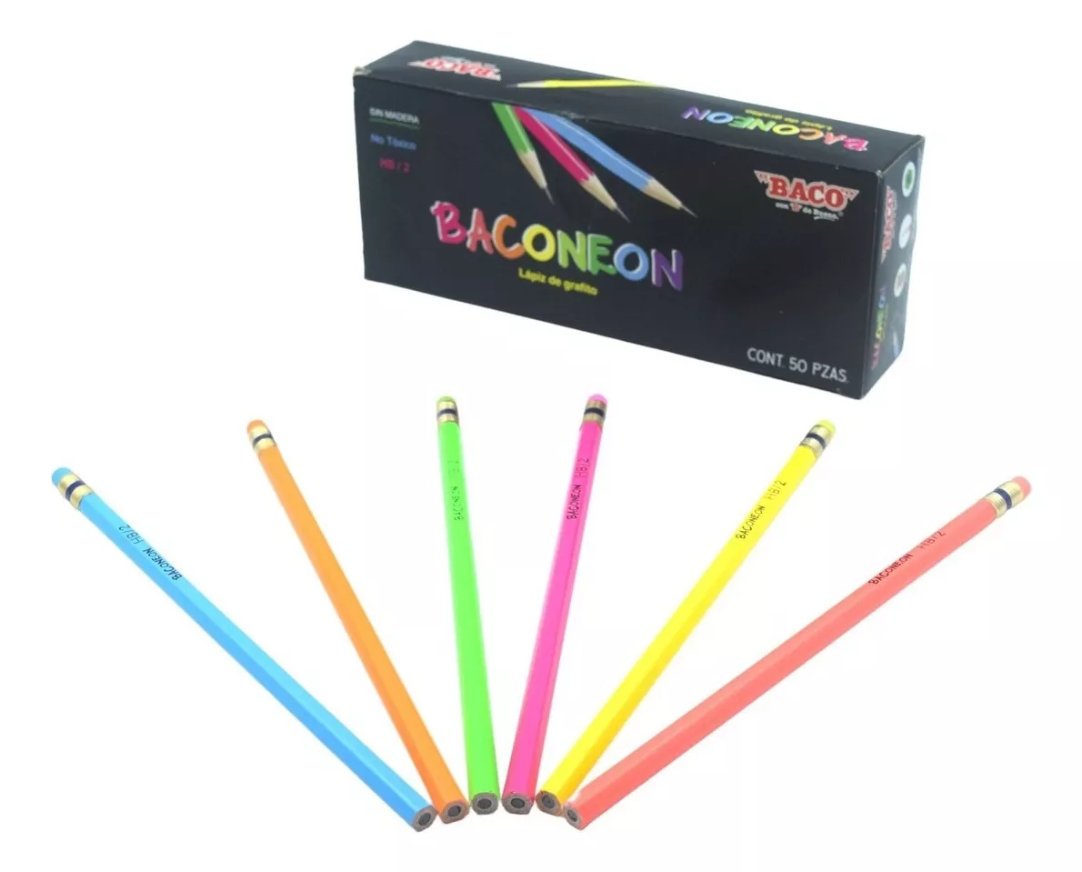 LAPIZ HEXAGONAL BACO NO.2 HB NEON
