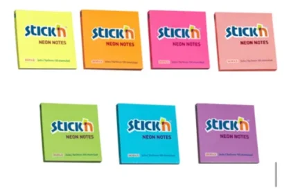 BLOCK NOTAS ADHESIVAS STICKIN 3"X3" MAE A-INK COLOR NEON 100 NOTAS