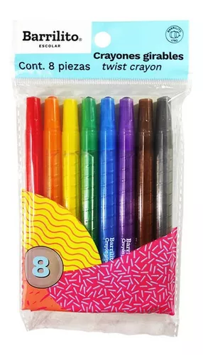CRAYONES BARRILITO GIRABLES CON 8 PZS