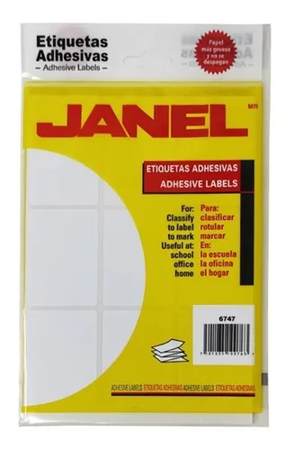 ETIQUETA JANEL ESC NO.13 BLANCA 67X47 CON 180