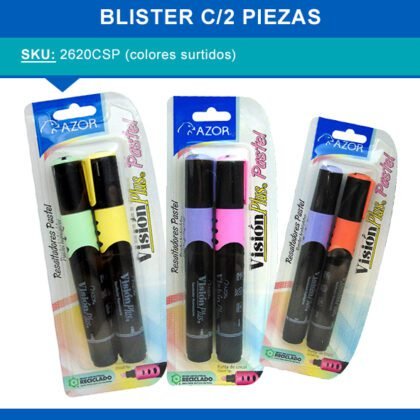 RESALTADOR VISION PLUS AZOR PASTEL CON 2 PZ
