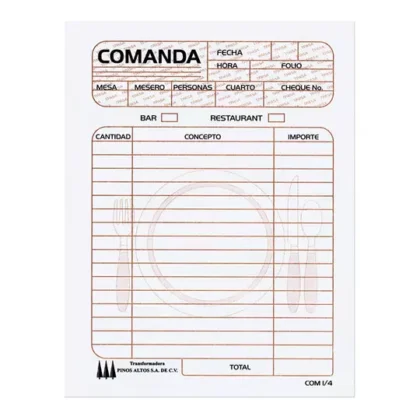 BLOCK COMANDA PINOS ALTOS 1/4 CARTA 50H