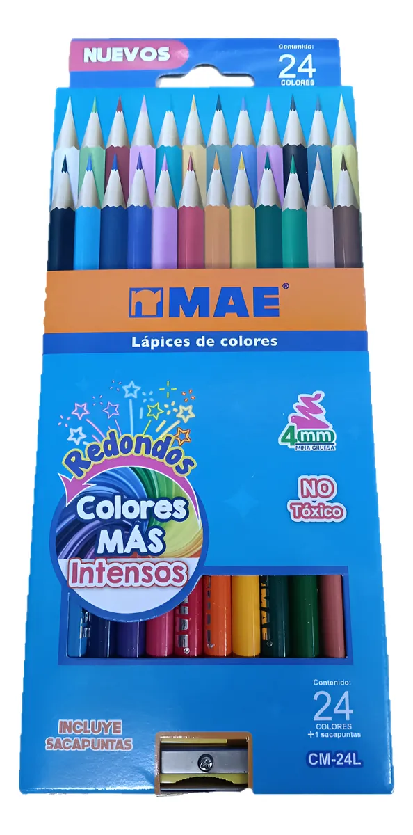 LÁPICES COLORES MAE REDONDOS CON 24