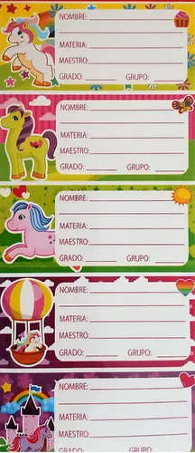 PLANILLA ETIQUETA ESCOLAR JANEL GALAS UNICORNI
